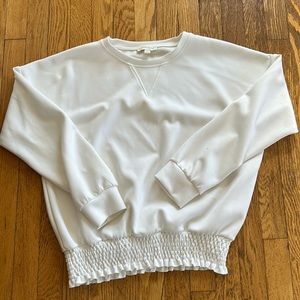 Cynthia Rowley White Crewneck Sweatshirt with Scrunch Bottom